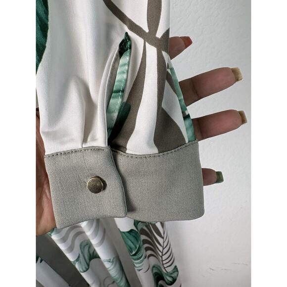 JLUXLABEL Long Sleeve Maxi Womens Duster Cardigan Leaf Design Size M Coverup - Picture 9 of 9